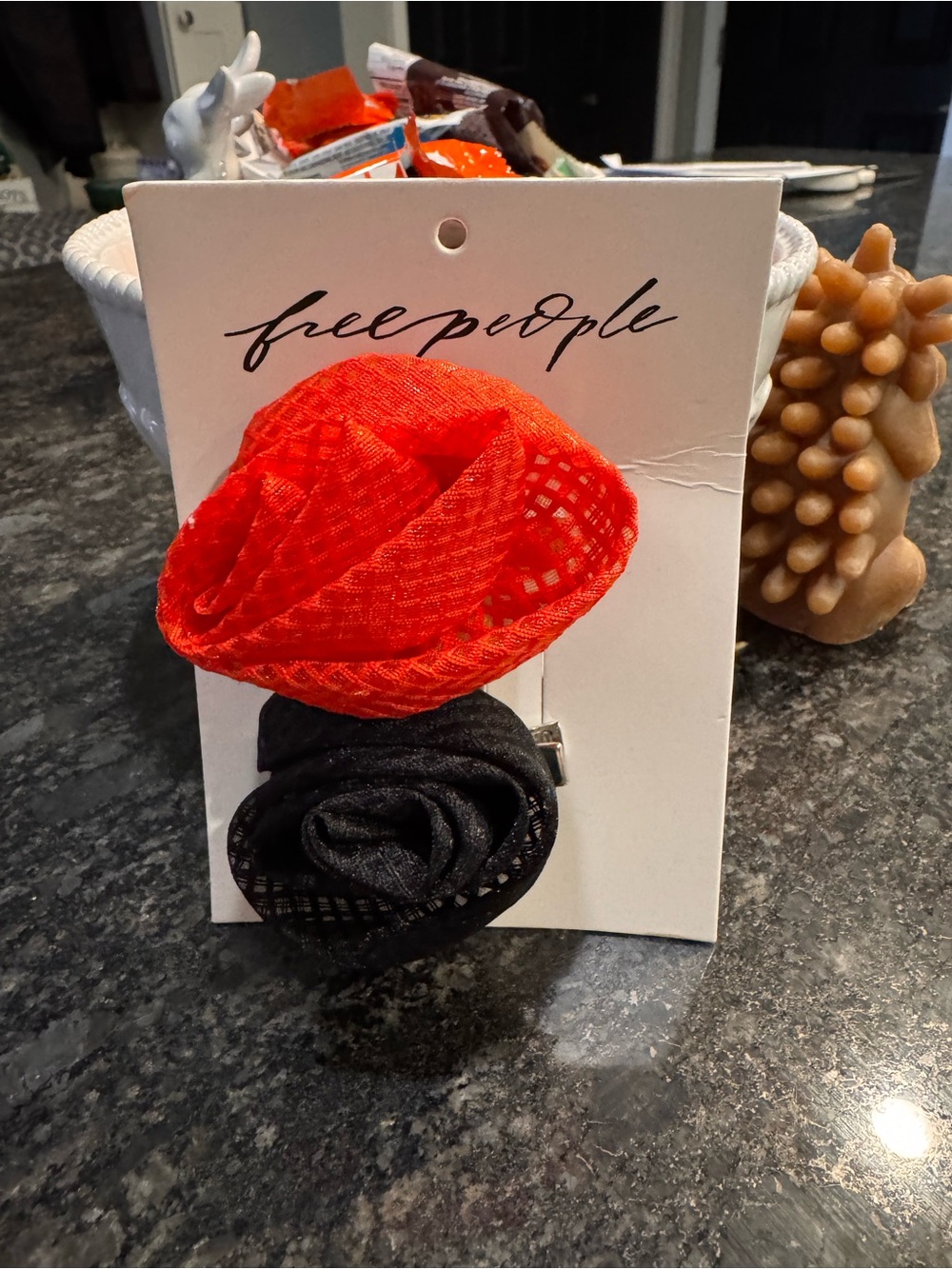 Free People Rose Hair Clip Duo in Red & Black